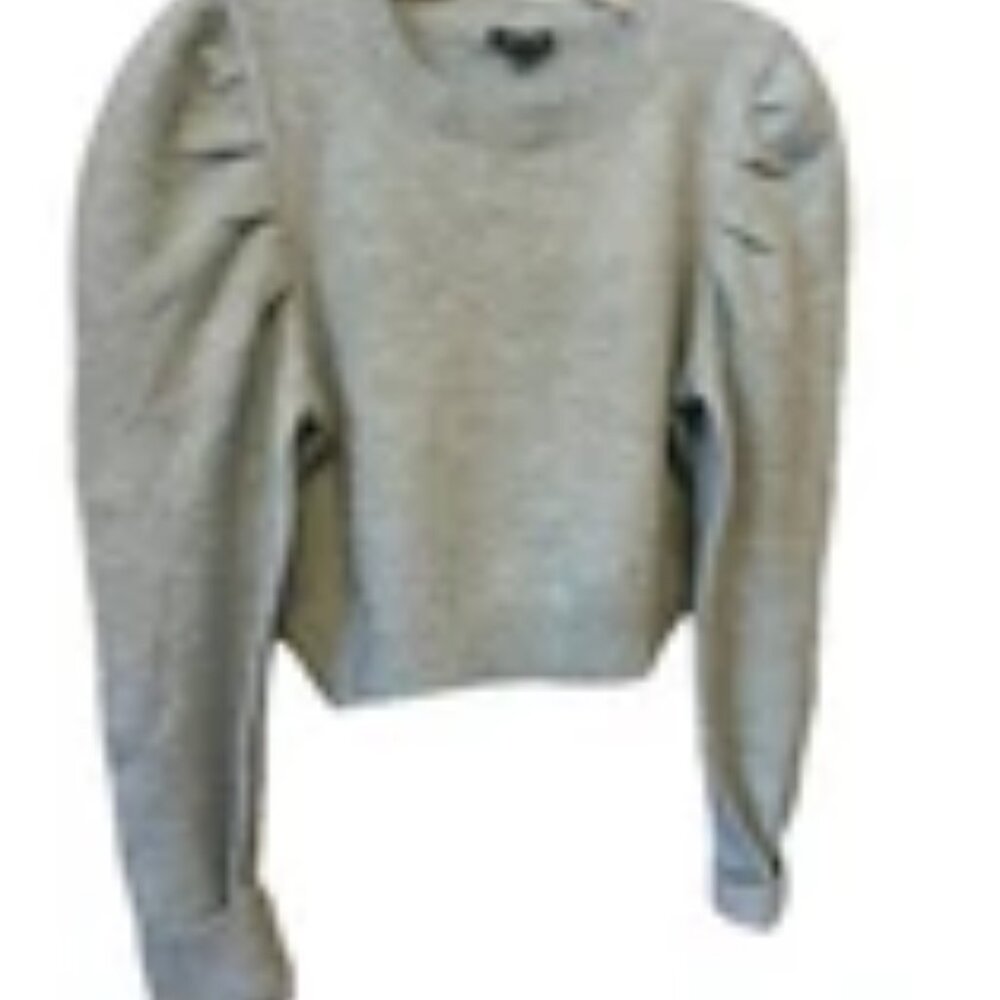 NWT Wild Fable Women's Sweater Sive Large. Blue-green, Puff Shoulder Crop. SOFT!